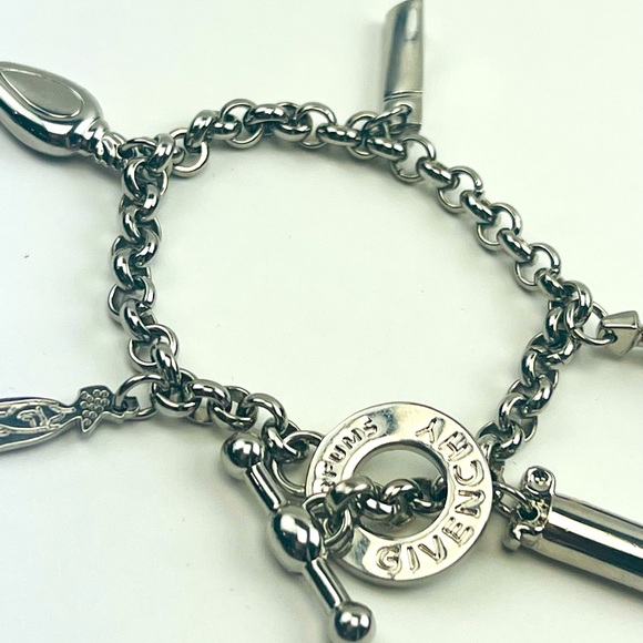 Givenchy Jewelry - Givenchy, Silver Plated Perfums Charm Chain Bracelet